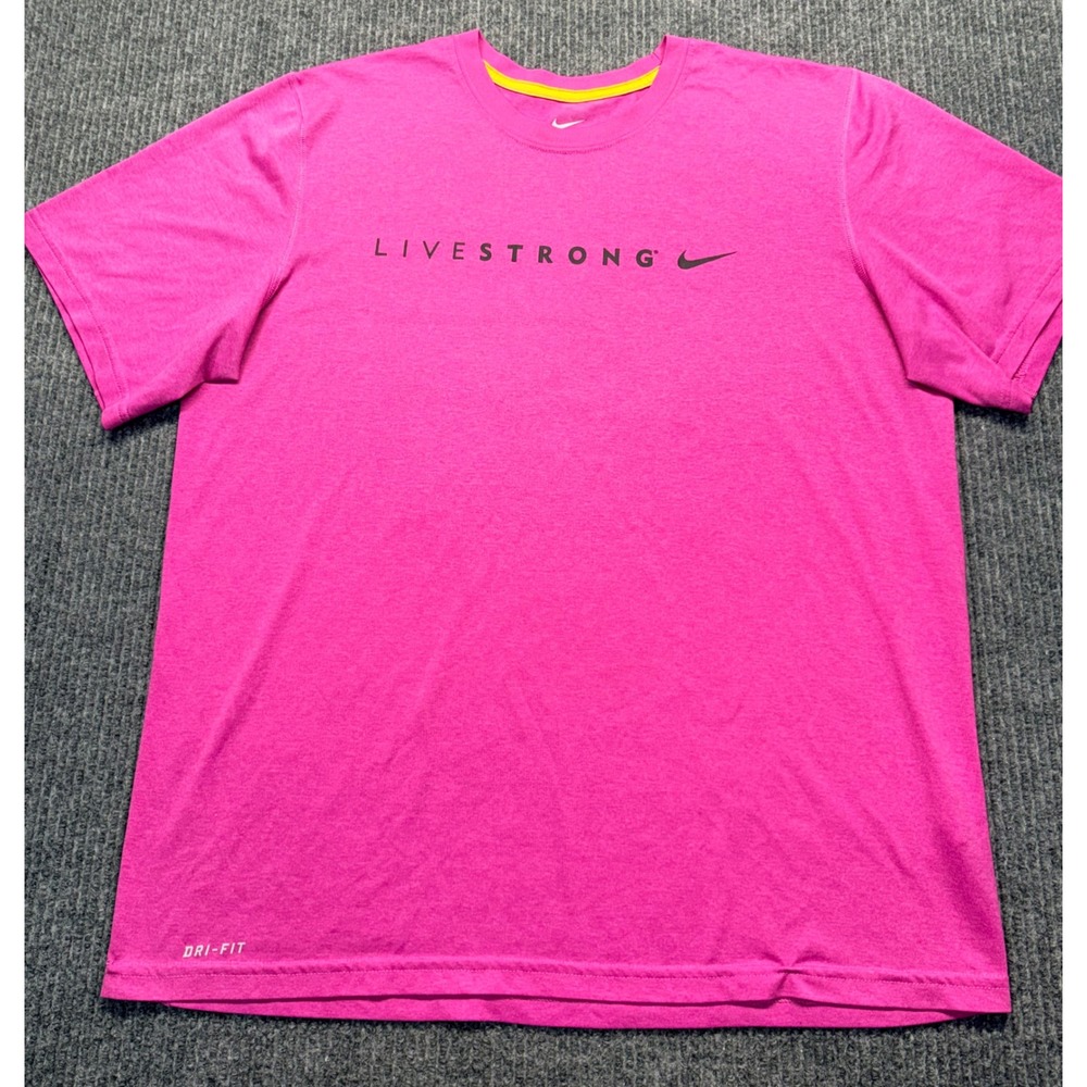 Nike Livestrong Dri-FIT Shirt Mens Large Pink Heather Graphic Training Tee